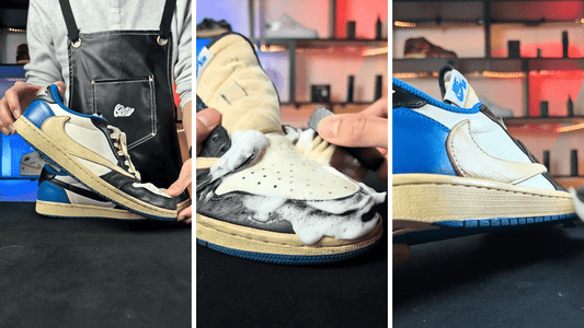 新品相場30万…！黒ずみが目立つお客様のTravis × Fragment AJ1をクリーニングレポート！ - KicksWrap®︎